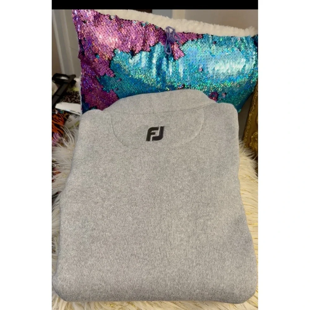 FootJoy FJ 1/4 Zip Fleece Golf Vest Men's Size Medium Gray Pullover Snap Pocket